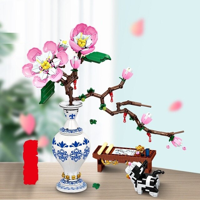 Peach Blossom Flower Brick Model