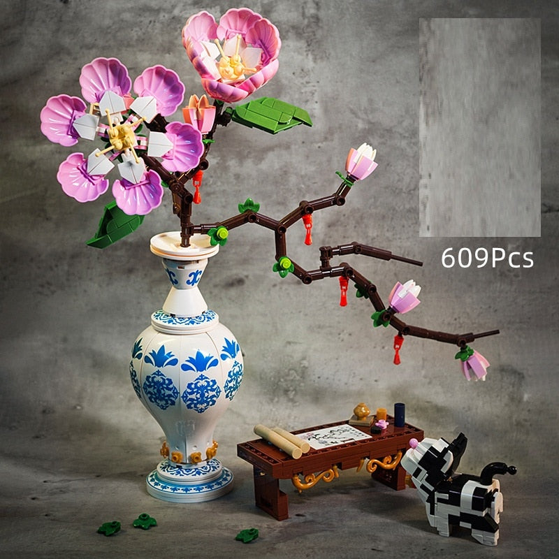 Peach Blossom Flower Brick Model